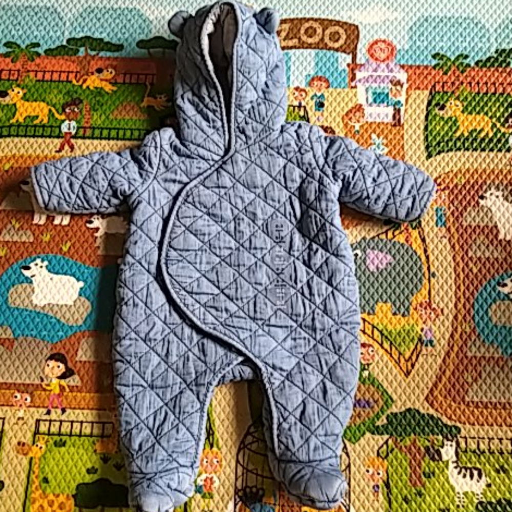 NEW Baby Quilted Chambray Bear One-Piece